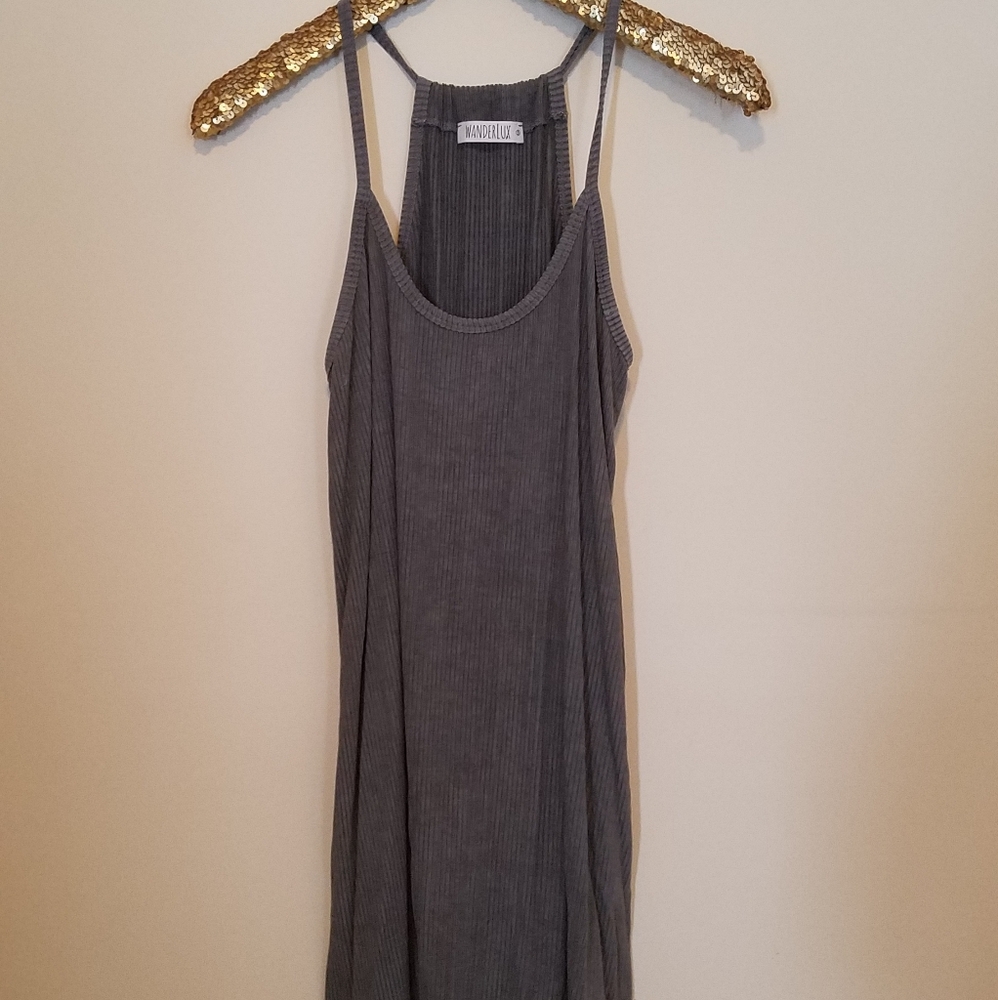 Grey ribbed wanderlust tank dress